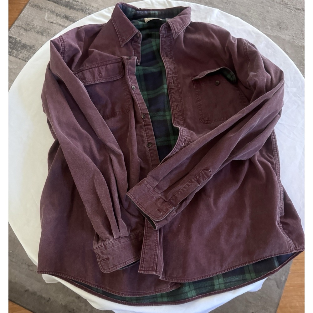 Vintage LL Bean Flannel Lined Shirt Jacket Shacket made in USA mens 90s 4XL